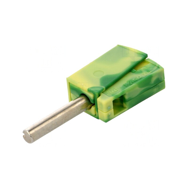 Mufă Banană 4mm 20A 42V Galben-Verde Neizolat | Electronic-mag.ro | Componente Electronice
