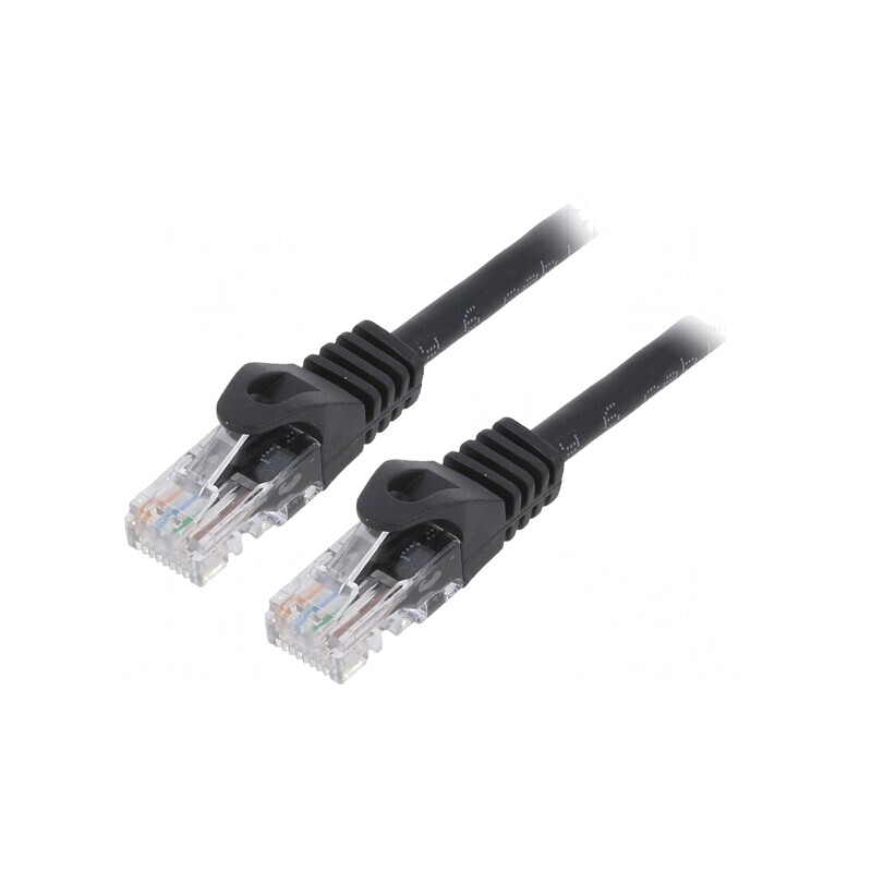 Patch cord UTP Cat6 CCA PVC Negru 5m | Electronic-mag.ro | Componente Electronice