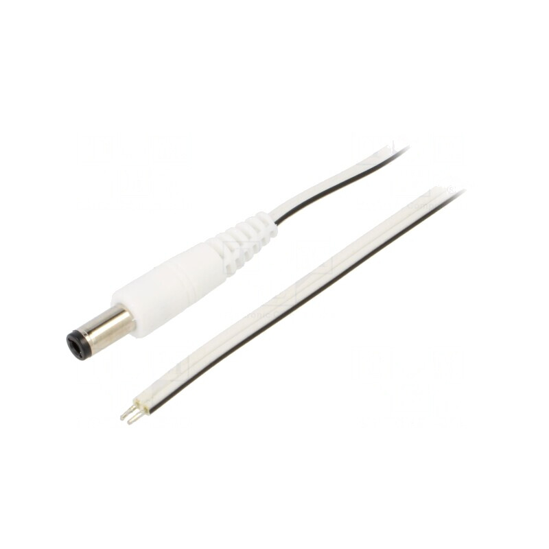 Cablu Alb 2x0,5mm2 cu Mufă DC 5,5/2,5 1,5m | Electronic-mag.ro | Componente Electronice