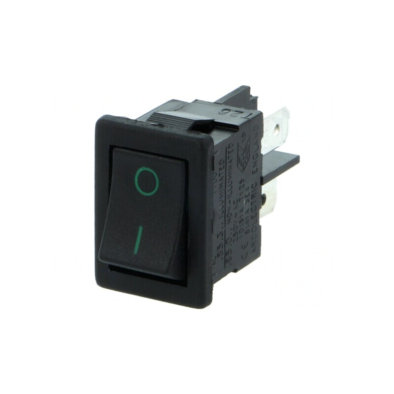 "Comutator Rocker SPST ON-OFF 10A/250V Negru-Verde" | Electronic-mag.ro | Componente Electronice