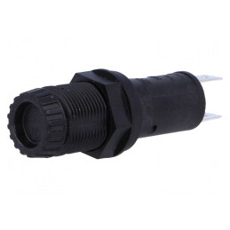 Clemă siguranțe cilindrice 5x20mm 10A neagră 250VAC pe panou | Electronic-mag.ro | Componente Electronice