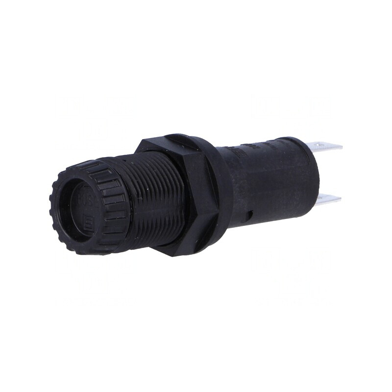 Clemă siguranțe cilindrice 5x20mm 10A neagră 250VAC pe panou | Electronic-mag.ro | Componente Electronice