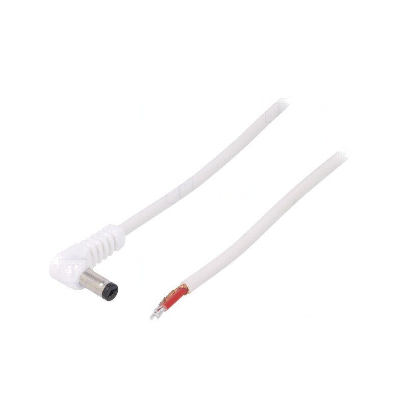 Cablu Alimentare Alb 1,5m 5,5/1,7 DC Mufă Unghi 1x1mm2 | Electronic-mag.ro | Componente Electronice