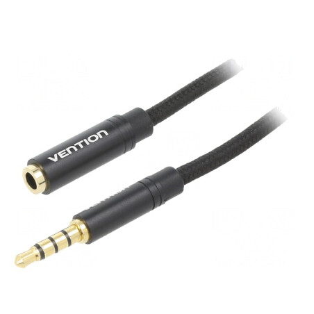 Cablu Audio Jack 3.5mm 4-Pin 0.5m Negru | Electronic-mag.ro | Componente Electronice