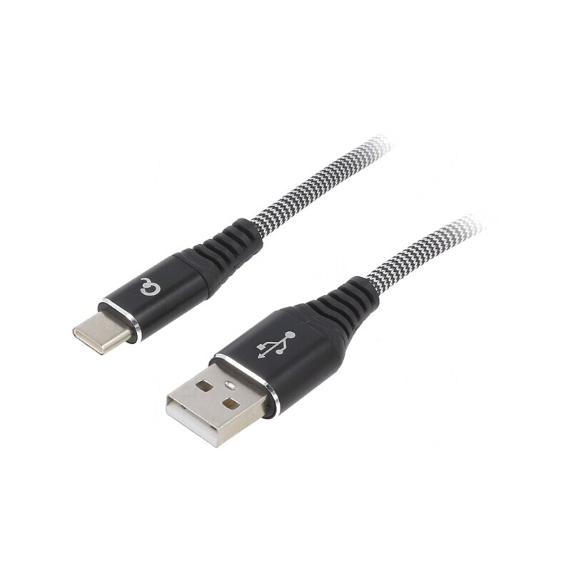 Cablu USB 2.0 USB-A la USB-C Aurit 1m Negru 480Mbps | Electronic-mag.ro | Componente Electronice