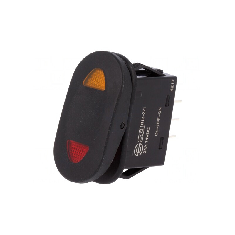 Comutator Basculant SP3T ON-OFF-ON 21A/14VDC LED Negru | Electronic-mag.ro | Componente Electronice
