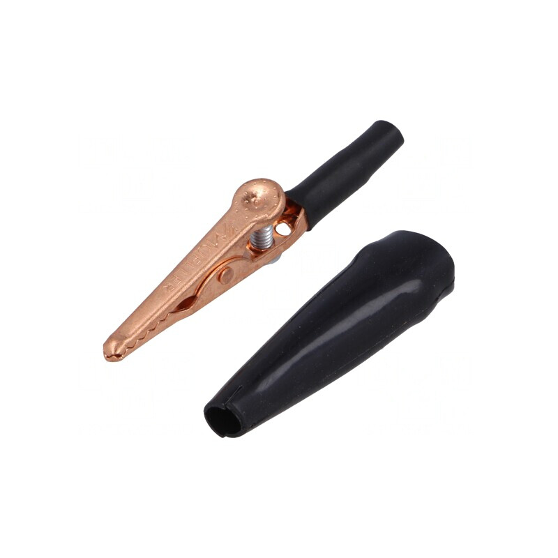 Bornă crocodil 10A neagră 7,9mm | Electronic-mag.ro | Componente Electronice