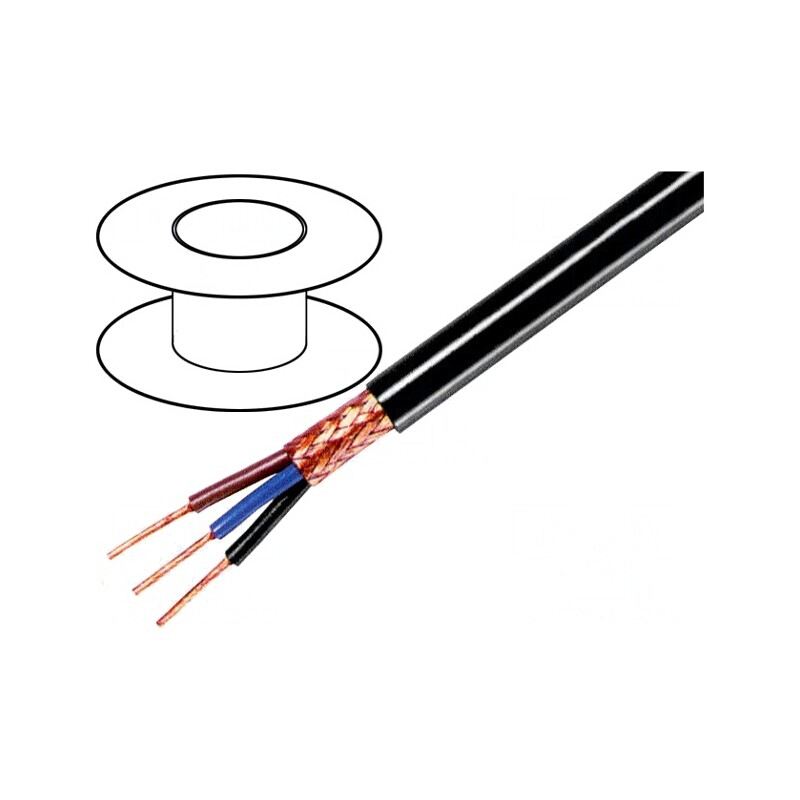 Cablu Ecranat 3x0,5mm2 Cupru Negru | Electronic-mag.ro | Componente Electronice