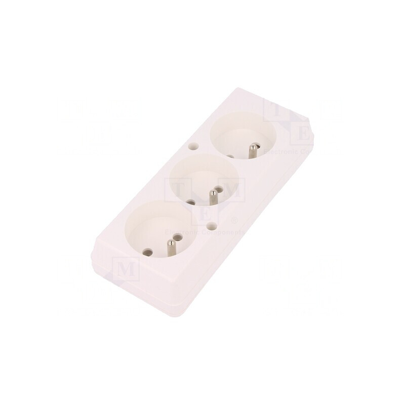 Conector Alimentare AC Splitter 2P PE 250V 16A Alb | Electronic-mag.ro | Componente Electronice