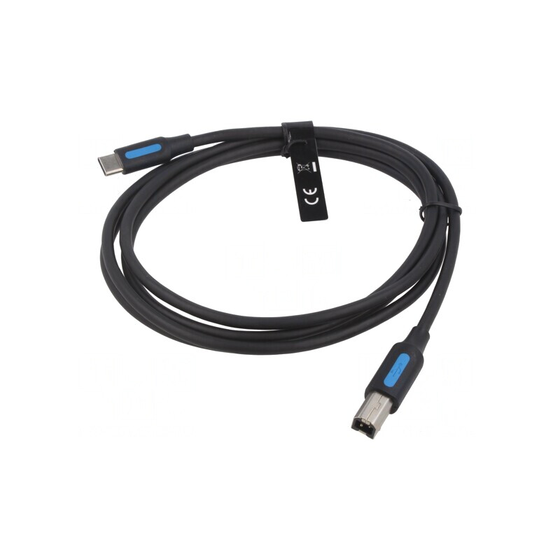 Cablu USB 2.0 B la USB C 1.5m Negru 2A | Electronic-mag.ro | Componente Electronice